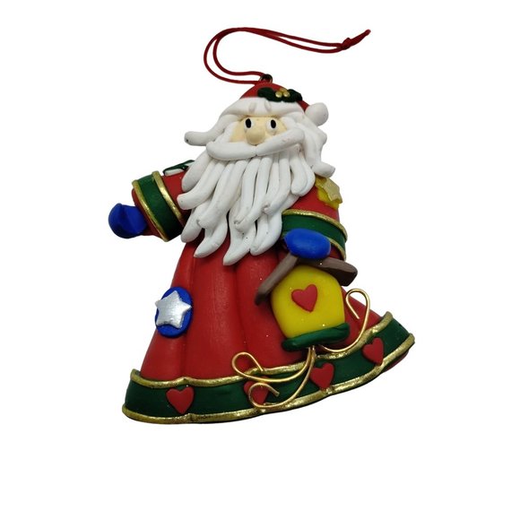 Whimsical Santa Claus Polymer Clay 4 in Christmas Holiday Ornament - Picture 2 of 3